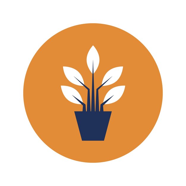 diseño plano de planta en maceta blanca retro