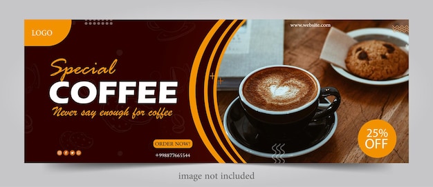 diseño plano de plantilla de banner de póster de cafetería para redes sociales