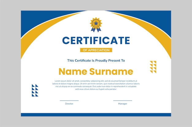 Diseño plano de plantilla de certificado moderno