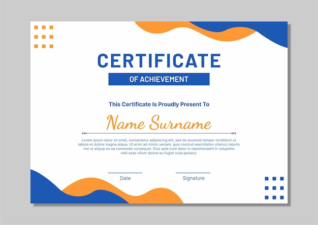 Diseño plano de plantilla de certificado moderno