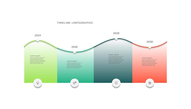 Diseño plano de la plantilla de línea de tiempo de la infografía de presentación