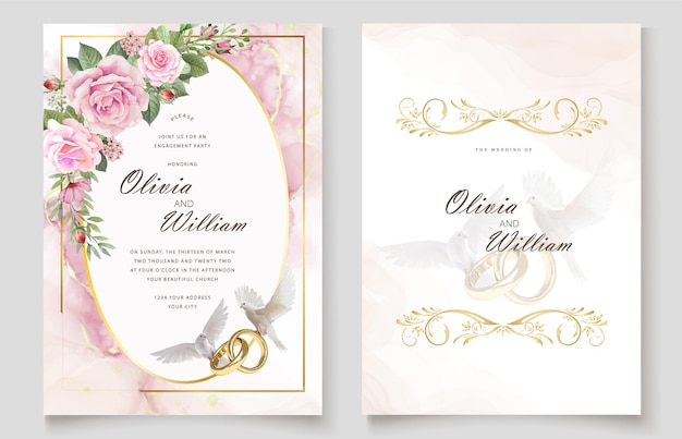 diseño plano de plantillas de banner de tarjeta de invitación de boda