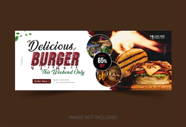 Diseño plano de la portada de Facebook de la comida