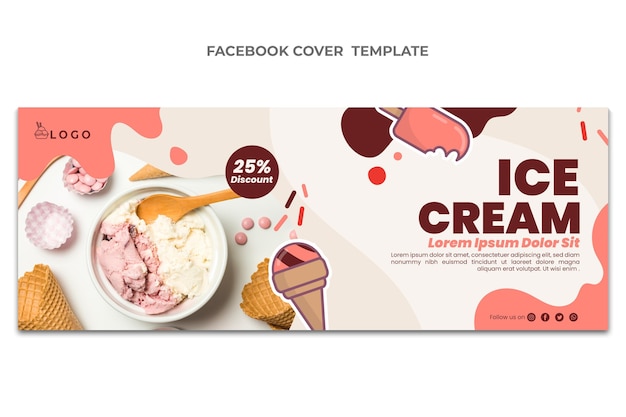 Diseño plano de la portada de Facebook de la comida