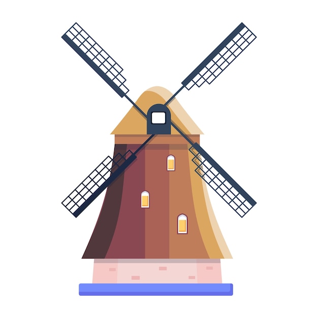 Diseño plano premium de molinos de viento kinderdijk