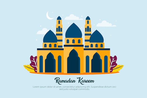 Diseño plano ramadan kareem para fondo de banner