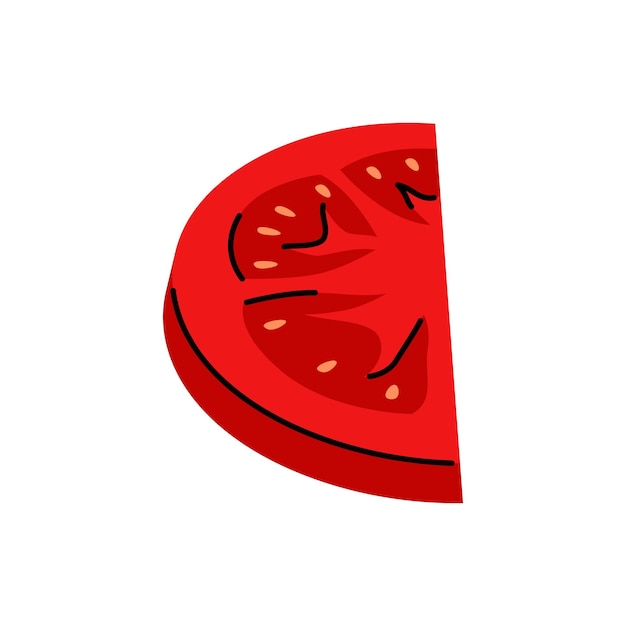 Diseño plano de una rebanada de tomate rojo ideal para ilustraciones de alimentos y recetas saludablesxD