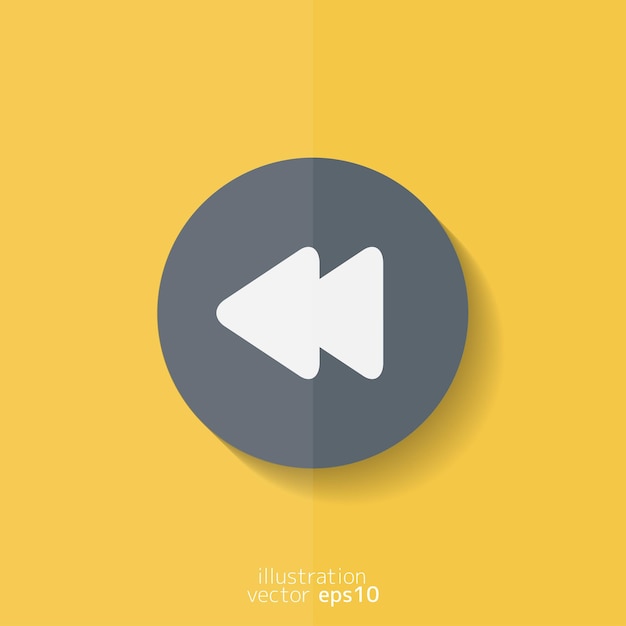 Diseño plano del reproductor multimedia de icono inverso o rebobinado