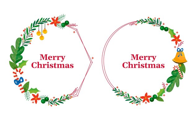 Diseño plano set marcos navideños