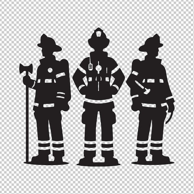 Diseño plano silueta de bombero aislada sobre fondo blanco