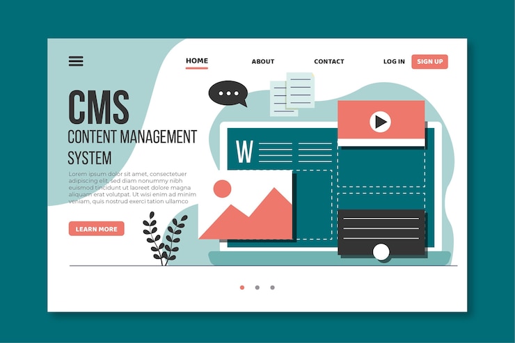 Vector diseño plano del sitio web cms