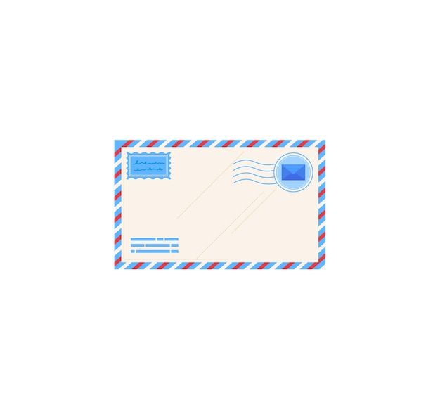 Diseño plano de sobre de correo aéreo vintage con sellos y marcas postales correo de correspondencia retro