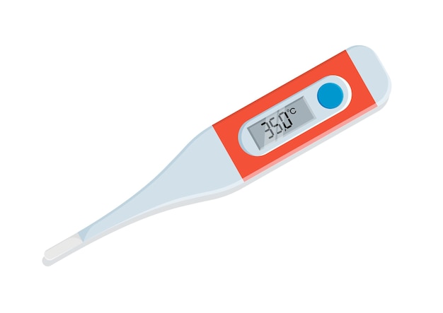 Diseño plano de vector de termómetro digital médico aislado sobre fondo blanco