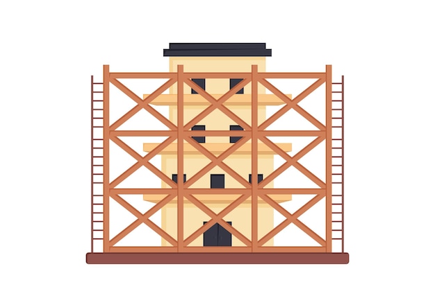 Diseño plano vectorial de construcción de edificios aislado en un fondo blanco