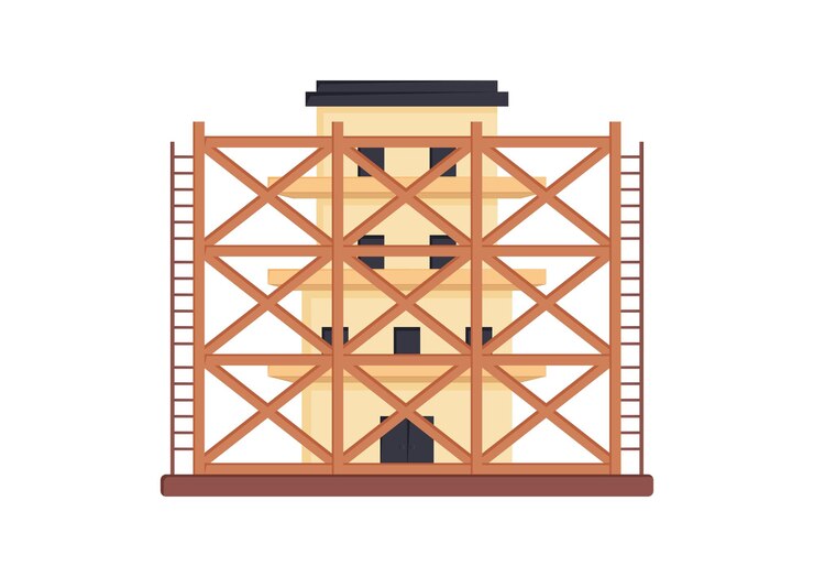 Vector diseño plano vectorial de construcción de edificios aislado en un fondo blanco