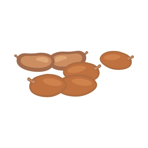 Diseño plano vectorial de una fruta de chicozapote sobre un fondo blanco