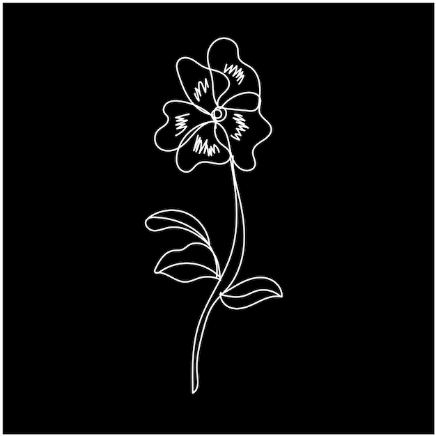Diseño plano vectorial de hojas y flores lineales