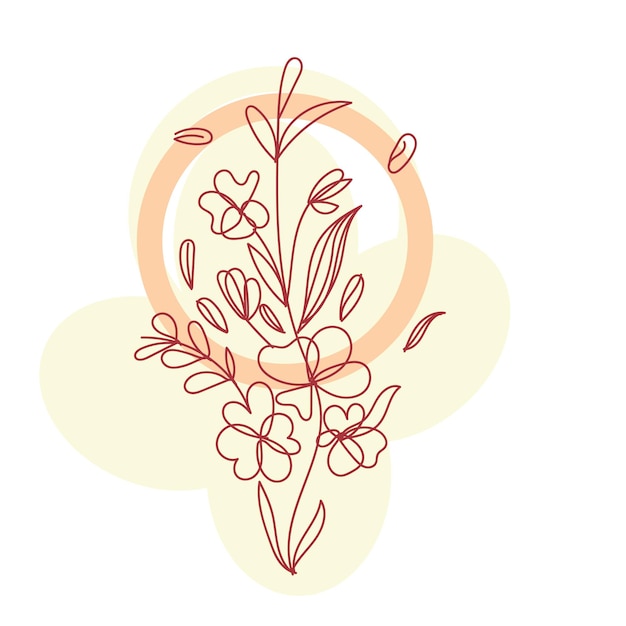 diseño plano vectorial de hojas y flores lineales