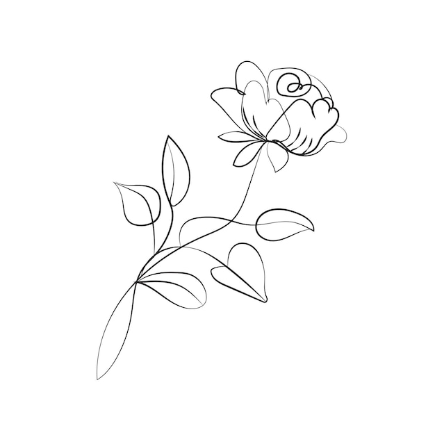 diseño plano vectorial de hojas y flores lineales