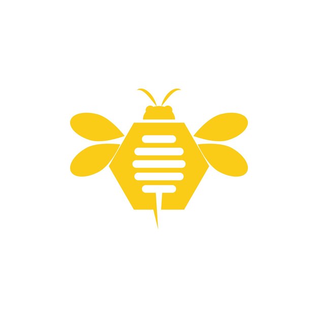 Diseño plano vectorial del icono del logotipo de la abeja