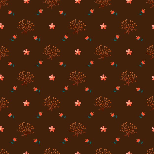 Diseño plano vectorial libre patrón de pequeñas flores
