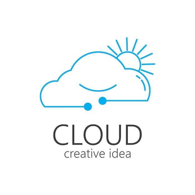 Diseño plano vectorial del logotipo de la ilustración de la nube