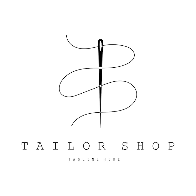Diseño plano vectorial de logotipo de sastre o textil