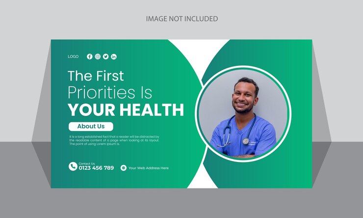 diseño plano vectorial miniatura médica de youtube