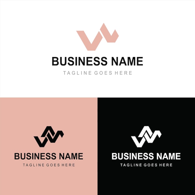 Diseño plano vectorial con plantilla de logotipo w o v