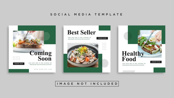 Vector diseño plano vectorial de publicaciones en instagram de alimentos saludables