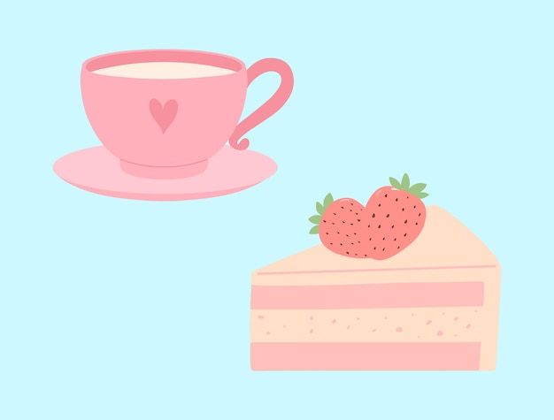 Diseño plano vectorial de la tarta de taza