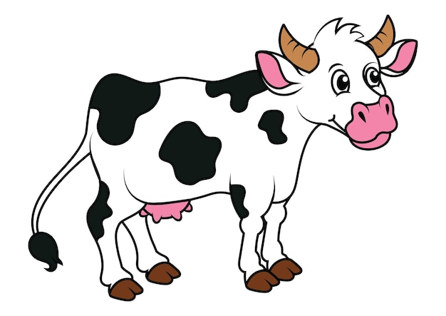 Diseño plano vectorial de vacas de dibujos animados aislado en fondo blanco