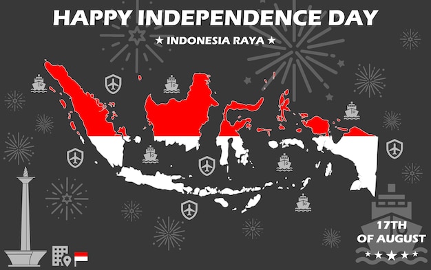 Vector diseño plano vektor simple del día de la independencia de indonesia