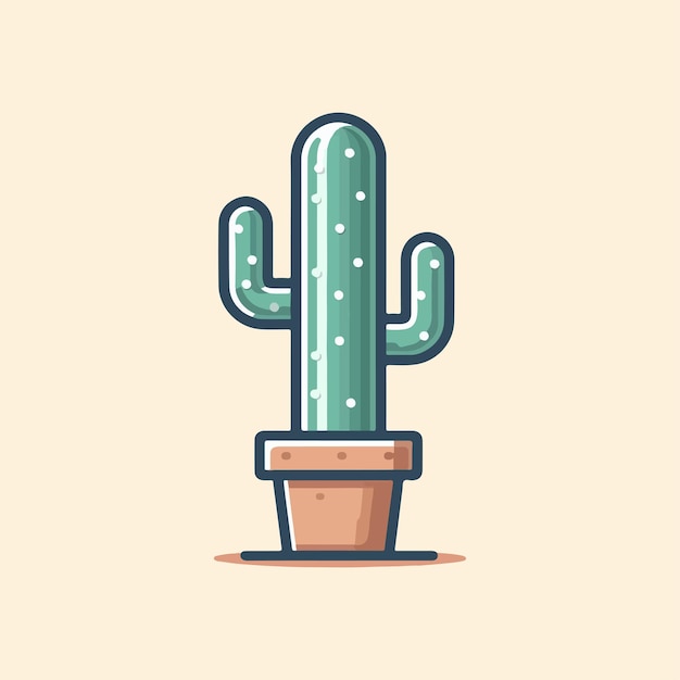 diseño de planta de cactus plana en una olla marrón
