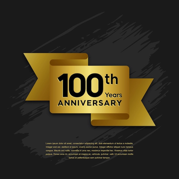 Diseño de plantilla de 100 aniversario con cinta dorada para evento de celebración de cumpleaños Plantilla vectorial