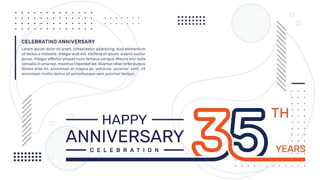 Diseño de plantilla de 35 aniversario con plantilla de vector de fondo abstracto