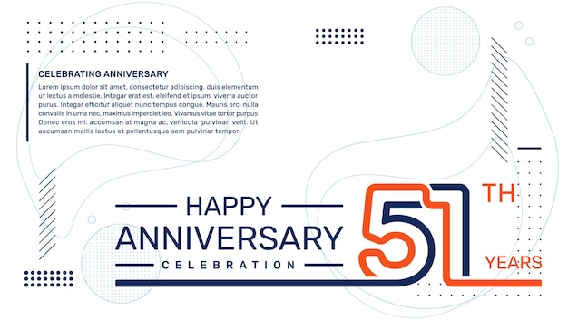 Diseño de plantilla de 51 aniversario con plantilla de vector de fondo abstracto