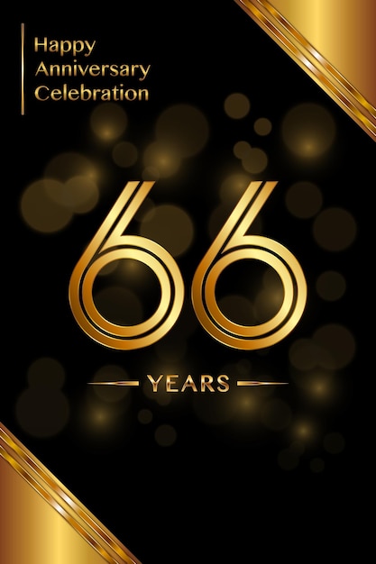 Vector diseño de plantilla de 66.º aniversario con números de línea doble plantilla de aniversario de oro vector