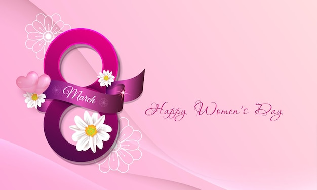 Diseño de plantilla de 8 de marzo de feliz día de la mujer realista