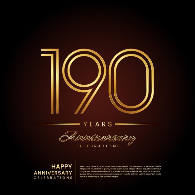Diseño de plantilla de aniversario de 190 años en color dorado.