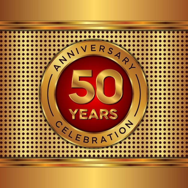 Diseño de plantilla de aniversario del 50 aniversario con plantilla de vector de textura de color dorado