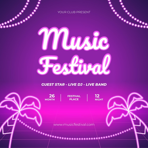 Vector diseño de plantilla de anuncios de redes sociales de festival de música