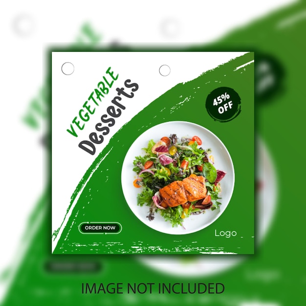 Diseño de plantilla de banner de comida cuadrada deliciosa para promoción en redes sociales e instagram
