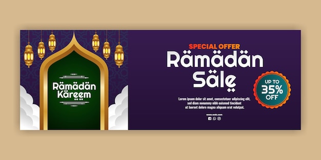 Diseño de plantilla de banner de descuento de venta de ramadán