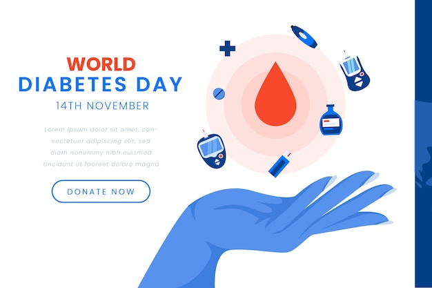 Vector diseño de plantilla de banner del día mundial de la diabetes