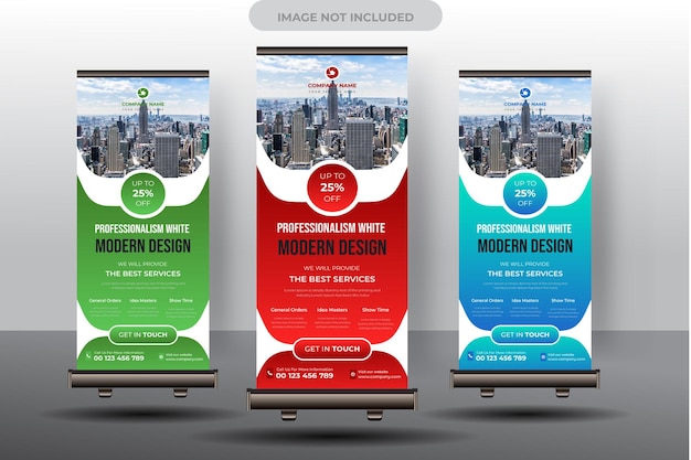 Diseño de plantilla de banner enrollable de negocios corporativos con diseño moderno profesional