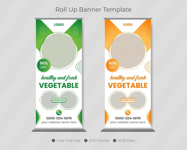 Diseño de plantilla de banner enrollable de restaurante