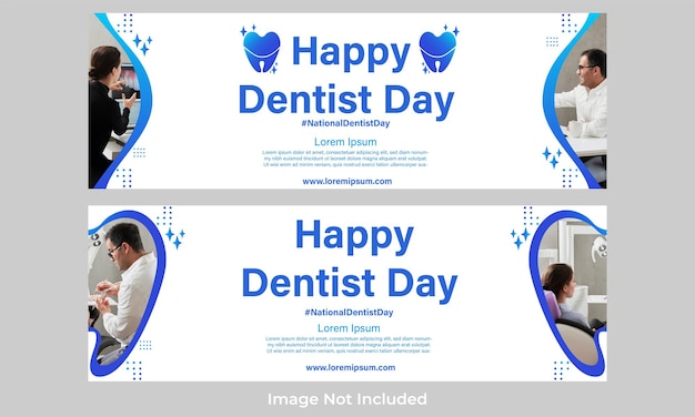 Vector diseño de plantilla de banner horizontal feliz día nacional del dentista