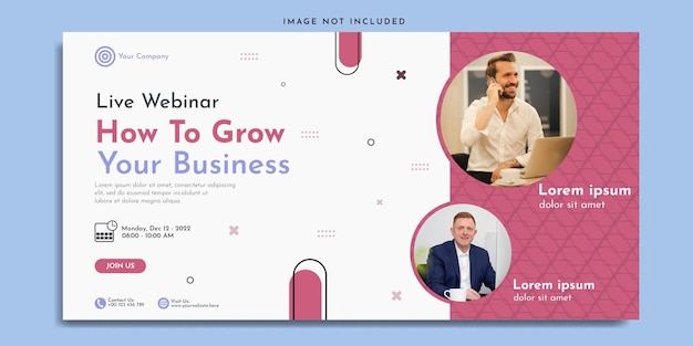 Diseño de plantilla de banner horizontal de seminario web de negocios Muy adecuado para marketing de programas de clase en línea