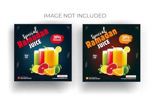 Vector diseño de plantilla de banner de instagram de menú de publicación de redes sociales de jugo de fruta especial